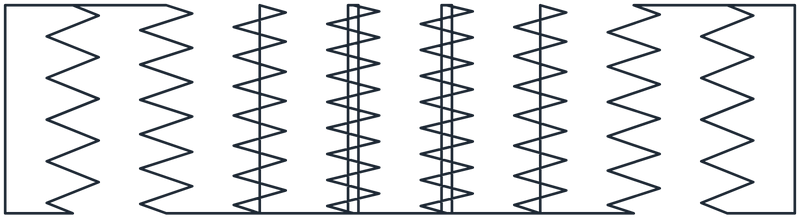 Double bartack ramp for 25 mm webbings stitch pattern, 76.0 x 20.0 mm
