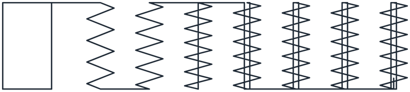 Bartack ramp for 20 mm webbings stitch pattern, 74.5 x 16.0 mm